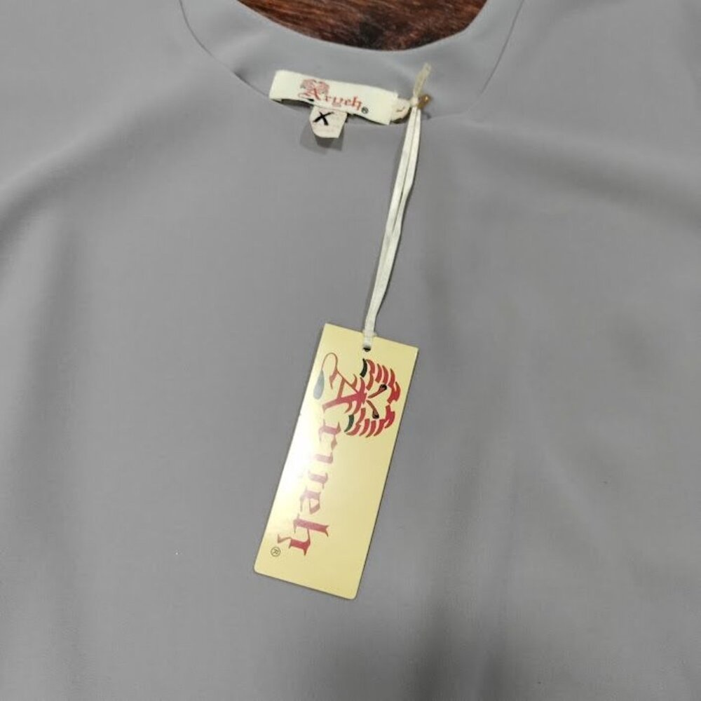 NWT Aryeh Whimsy Artsey Boho Oversized Tiered Bell Sleeve Blouse Gray Womens L - Picture 8 of 12